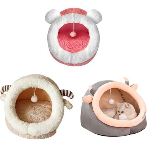 Pet Puppy House Soft Plush Autumn Winter Sleeping Kennel Detachable Cat Warm Bed House Indoor Tent Pet Accessories