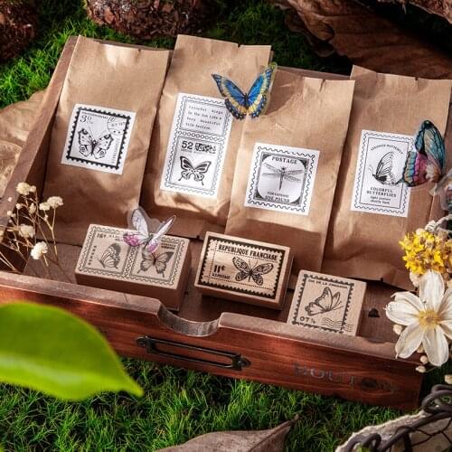Jungle stamp series Decoration stamp Vintage butterfly wooden rubber stamps for scrapbooking stationery DIY craft standard seal