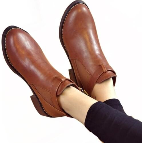 EAGSITY Women Chelsea motorcycle boots block heels platform slip on round toe fashion ankle boots winter snow boots