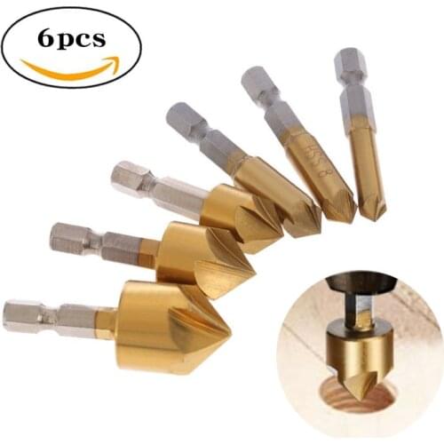 HSS Chamfer Countersink Chamfer Drill Bit 1/4" Hex Shank 90 Degree Wood Chamfering Cutter 12mm-19mm Countersink Drill Bit