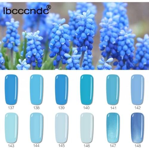 IBCCCNDC Nails Art Deisgn 10ml Nail Polish UV Gel Varnish Lacquer UV LED Lamp Drying Needed Soak-off Primer Gel Blue Series