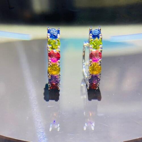Delicate Multicolor Zircon Crystal Earring Silver Color Earrings For Women Girl Gift Jewelry New Trendy oorbellen brincos