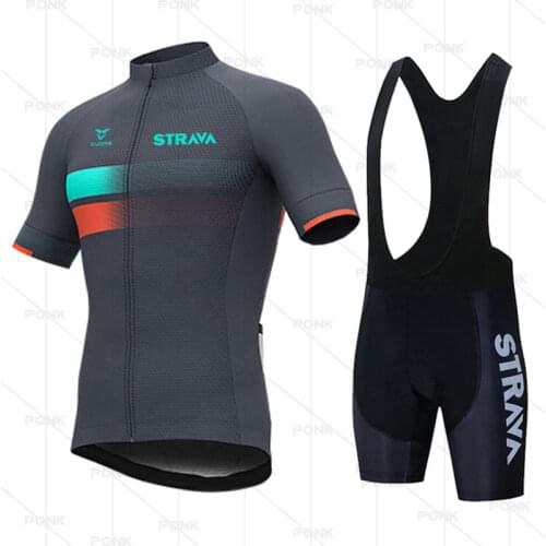STRAVA Team Cycling Jerseys Set Bike Wear Clothes Breathable Bib Gel Pad Set Clothing Ropa Ciclismo Uniformes Maillot Sport Wear