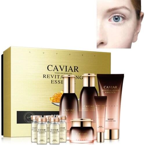 Beauty Suit Skin Care 10PCS/Set Anti-aging Whitening Moisturizing Freckle Removal Fine Lines Hyaluronic Acid Gift Box