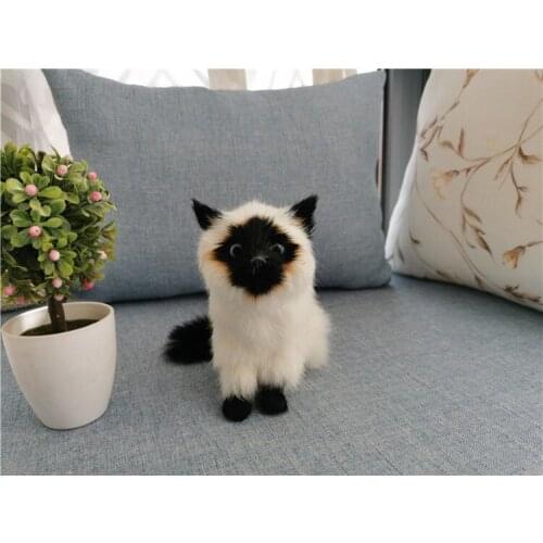 Cute real life sitting cat model plastic&furs Siamese cat doll gift about 16x7x15cm xf2663