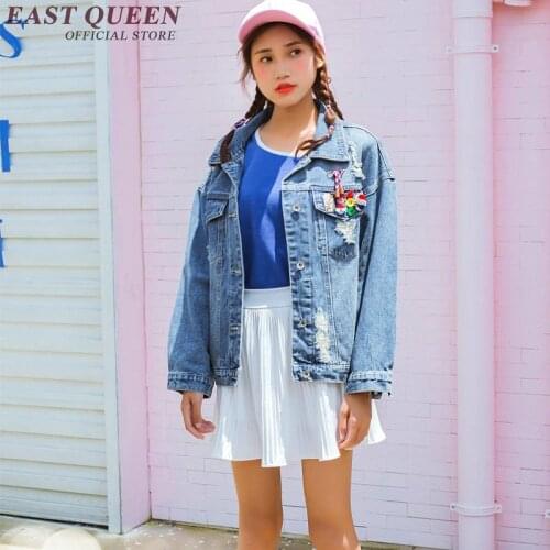 New arrival denim jacket women autumn spring jacket women 2018 colorful buttons decorative ripped denim jacket AA2711 YQ