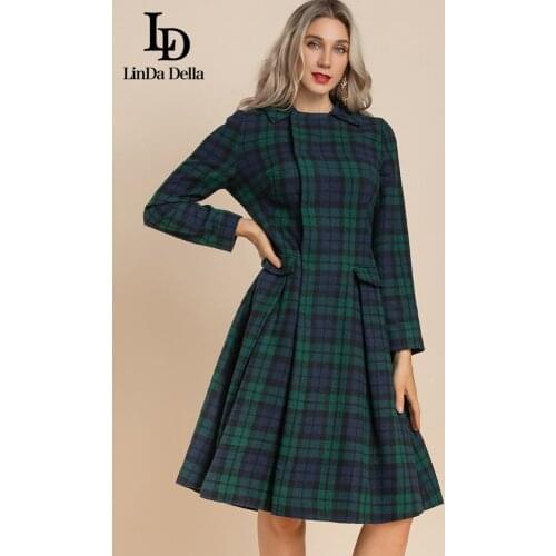 Модные платья в клетку LD LINDA DELLA China At AliExpress