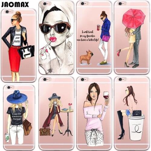Fashionable Dress Shopping Girl Case For iPhone XS MAX 8Plus 6 Plus 5 5S SE 7Plus Transparent Silicone Phone Back Fundas Cover