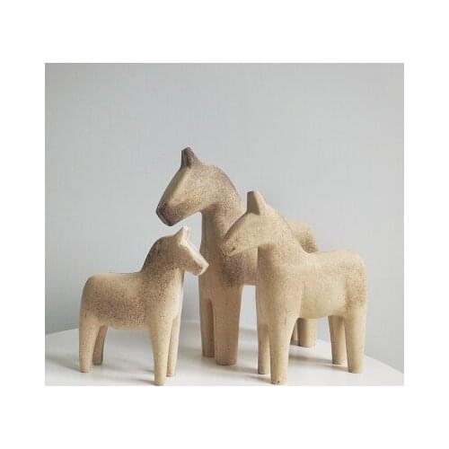 SET Sweden darla wooden horse decoration blank white blank rough color painting material sculptures room