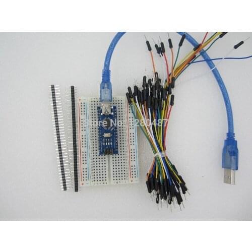Nano 3.0 + USB cable + DuPont line + 400 holes Breadboard + breadboard cable+ Single row kit Hot sell