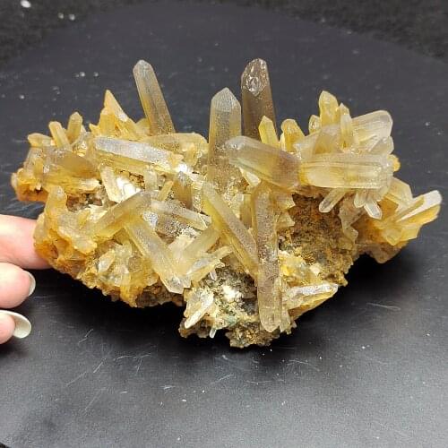 302g Natural tea Topaz cluster mineral quartz healing round vein teaching stone home decoration CRYSTAL QUARTZ GEM