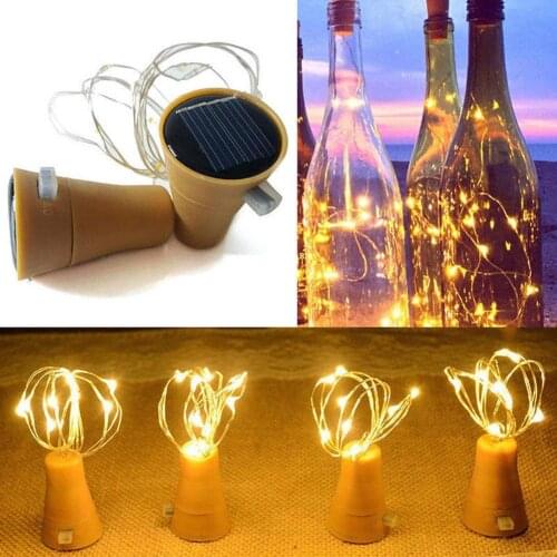 Newest Solar Cork Light String Outdoor Waterproof Copper Wire Lights Christmas Decoration Lamp #BO