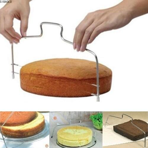 New DIY Cake Slicer Double Line Adjustable Stainless Steel Metal Cake Cut Device Decorating Mold Bakeware Kitchen Cooking Tool