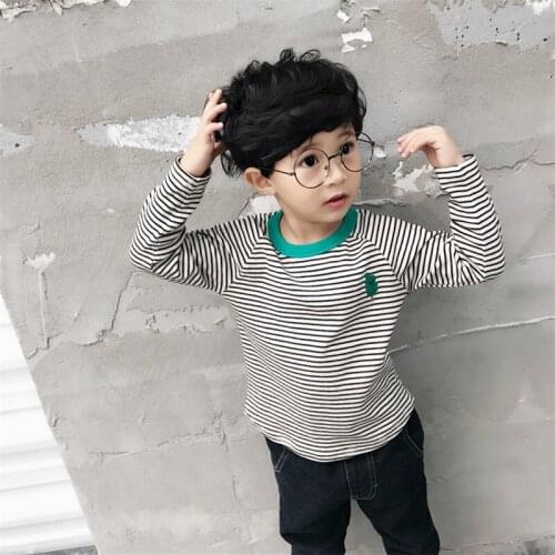 Children Clothing Boys Casual Striped T Shirt Baby Clothes 2018 Autumn New Kids Pullovers Top Tees Toddler Christmas Tee Shirt
