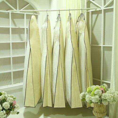 Transparent High Quality Organza and Non-woven For Wedding Dress Dust Cover Breathable Dust-proof Show Storage Bags Print LOGO