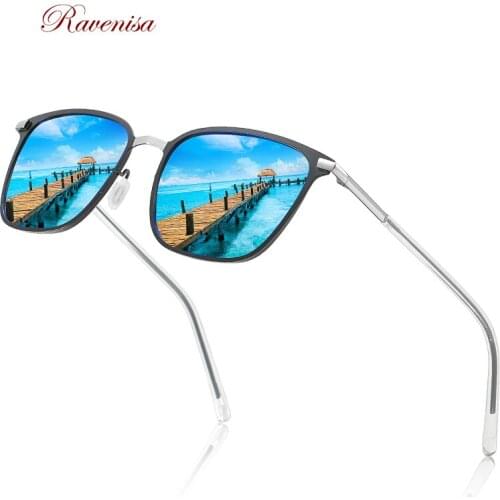 RAVENISA Retro Metal Sunglasses For Men Women 2020 Light Black Polarized Sun Glasses Square Alloy UV400 Goggle 325
