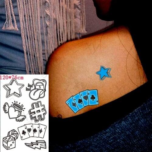 Tattoo Stickers Luminous Kids Girl Temporary Fake Tattoos Glow Paste on Face Arm Leg for Women Body Art Love Heart Wing Sticker