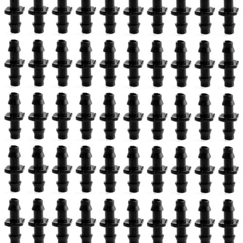 W3JA 100PCs Barbed Connector Double Way 1/4" 4/7mm Hose Garden Drip Irrigation Hot
