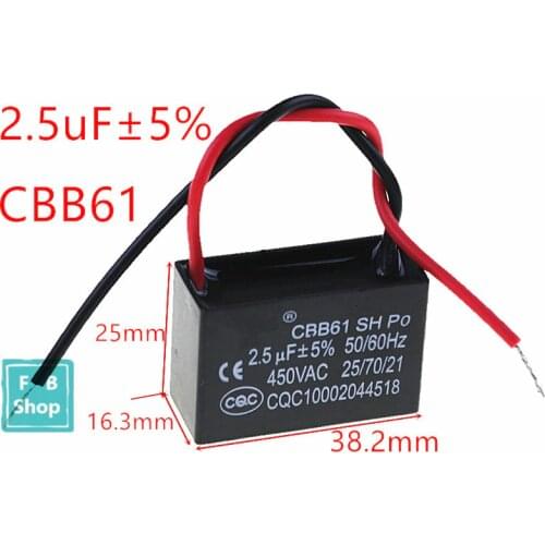1pcs CBB61 2.5uF 450VAC starting capacitance AC Fan Capacitor CBB Motor Run Capacitor
