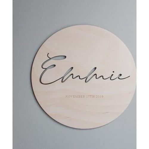 1pcs Birth Announcement Sign, Baby Milestone Card, Newborn Photo Props, Nursery Decor Pregnancy Announcement Wooden Circular