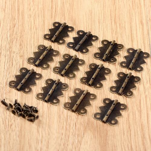 12Pcs Iron Antique Bronze Decorative Butterfly Hinges with Screws for Kitchen Cabinet Furniture Jewelry Wooden Box Hinge 25x20mm