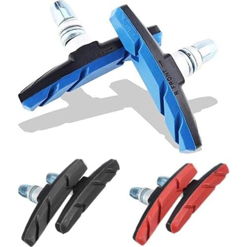 2PCS Bicycle Mountain Brake MTB Road Cycling V-brake Pads Bike Braking V-Brake Holder Shoes Rubber Blocks with Hex Nut Shims