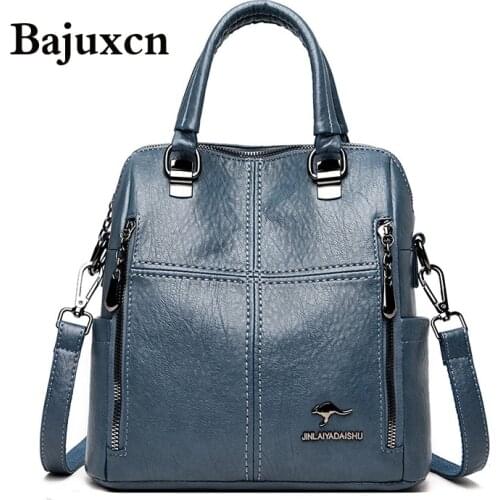 2021 New High Quality Leather Backpack Women Shoulder Bags Multifunction Travel Backpack School Bags for Girls Bagpack mochila