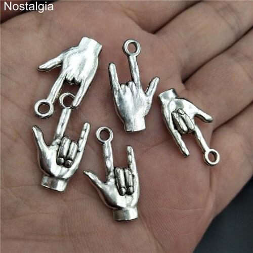 30Pcs Charm I love you gesture Sign Language pendant 23*13mm Antique Handmade Jewelry Making DIY Alloy accessories