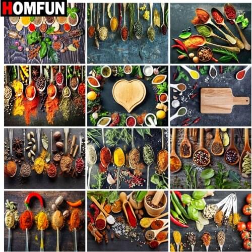 HOMFUN Diy 5d Diamond Painting "Tableware kitchen" Cross Stitch Square Round Diamond Embroidery Handwork Rhinestone Art