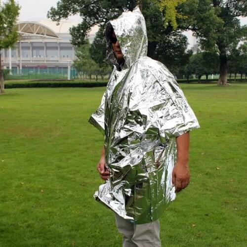 Emergency raincoat, outdoor equipment, aluminum film, cold-proof raincoat, blanket, survival tool