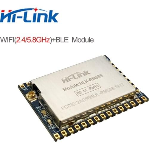 Free shipping 2pcs New low power consumption dual band frequency 2.4G 5.8G HLK-RM58S WiFi Bluetooh wireless serial uart module