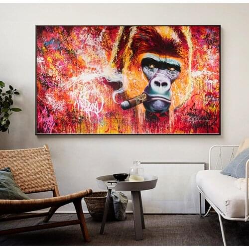 Large Gorilla Smoking Cigar Picture For Living Room Home Decor Diamond Painting Kit diy Handmade Gift Embroidery beads