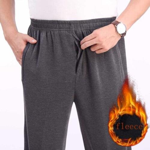 Spring autumn Men Casual Pants Elastic fleece Sweatpants Men Basic Trousers Tracksuit warm Sportswear zipper Straight Pants