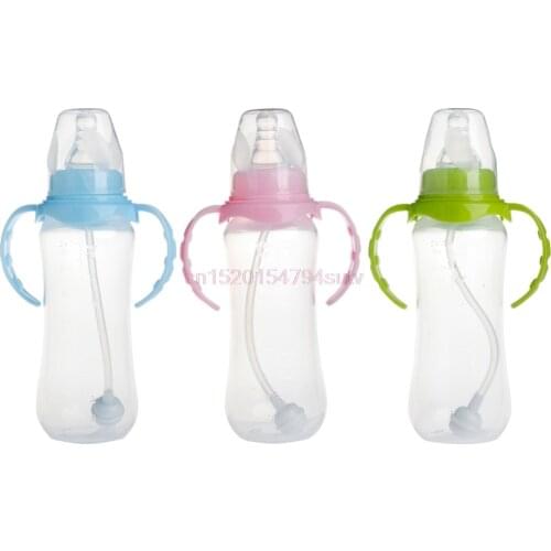 Baby Infant Milk Feeding Nipple Bottle Nurser Neck Anti-colic New 240ML Standard #h055