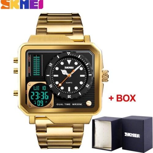 Mens Quartz Digital Watches SKMEI Sports Electronic Male Clock Waterproof Stainless Steel Strap Wristwatch Relogio Masculino