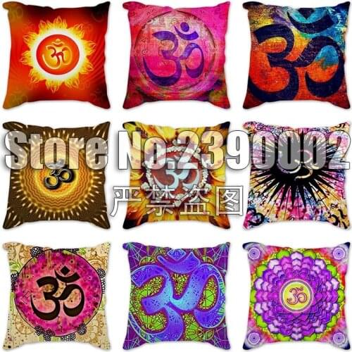 Digital Mandala With OM Symbol Pillowcase Cartoon Ghost Skull Printed Cushion Cover Home Decorative Sofa Car Throw Pillow Case