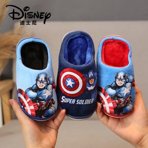 Disney childrens slippers home indoor parent-child protection warm thick plush winter boys cotton slippers
