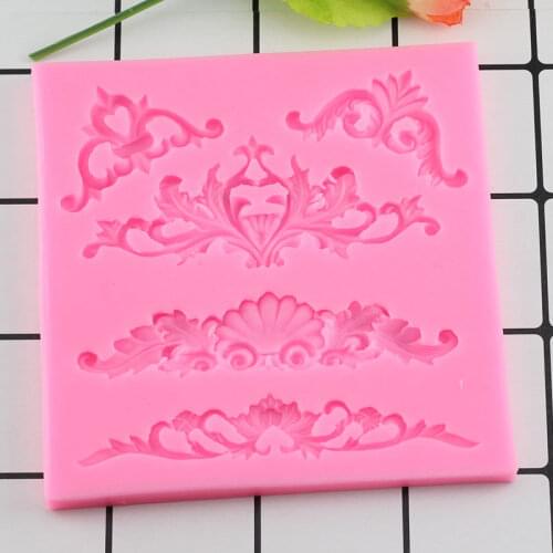 DIY Scrolls Baroque Feather Crown Corner Silicone Mold Cake Topper Decorating Fondant Gumpaste Polymer Clay Chocolate Molds