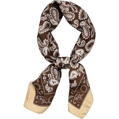 Design Print Summer Women Silk Scarf Square Hijab Little Paisley Foulard Femme Bandanas Shawl Wraps Female Headband Neckerchief