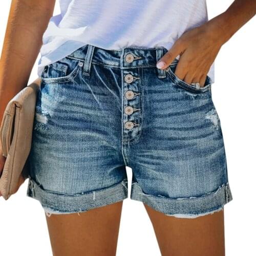Denim Shorts High Waists Plus Size Sexy Pocket Female Short Jeans Fashion Casual Summer Streetwear Distressed Ripped