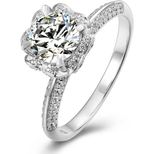Romantic Flower Moissanite Ring 1 Ct Original 925 Sterling Silver Pass Diamond Test D Color Perfect Cut Moissanite Wedding Rings