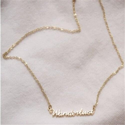 Fashion Wanderlust Pendant Necklace Jewelry Travelers Outdoor Jewelry Letter Pendant Necklace"Not All Who Wander Are Lost"