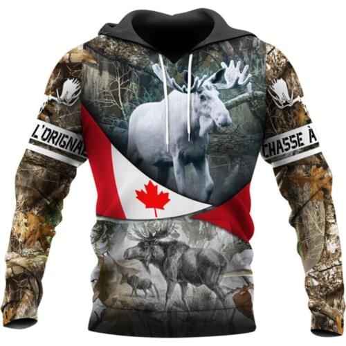 Moose Hunting Mens 3D Print Casual Hoodies Harajuku Pullover Unisex Hood Sweatshirt Zip Jacket Hip-Hop Women Autumn Streetwear 2