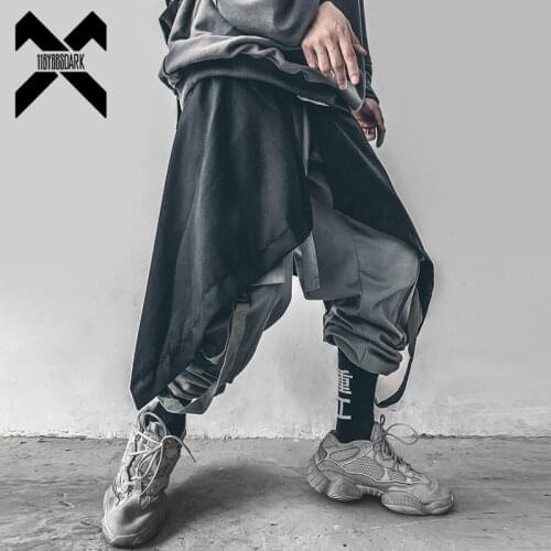 11 BYBBS DARK Irregular Hip Hop Men Harem Skirt Pants Harajuku Adjustable Streetwear Black Pleated Apron Gothic Jogger Trouser