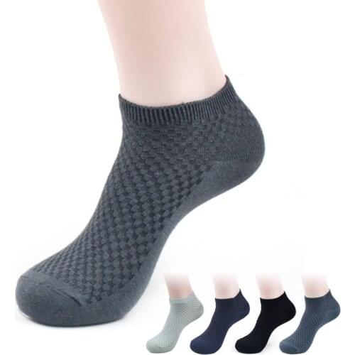 Mens Bamboo Fiber Elastic Short Socks Business Breathable Casual Socks Silk Cotton Breathable Black Business Men Socks 2020