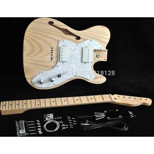 DIY Electric Guitar Kit Vintage '72 TL Thinline Guitar Semi-Hollow Ash Body With F Holes Maple Neck 21 FretsTruss Rod adjust