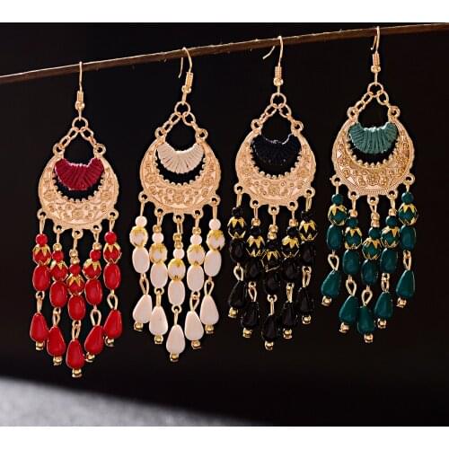 Set Multicolor Beads Tassel/Dangle Earrings For Women Jewelry 2021 Trendy Piercing Ear Rings For Girl Pendientes Woman Accessory