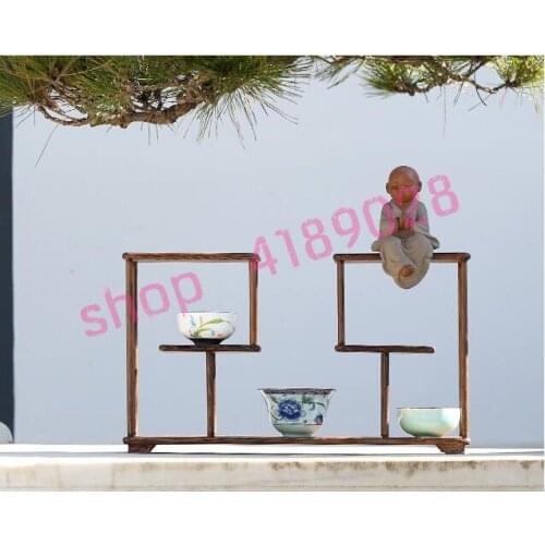 Natural Chicken Wing Wood, Ming style two high, Solid Wood curio shelves, ornament pendulum rack