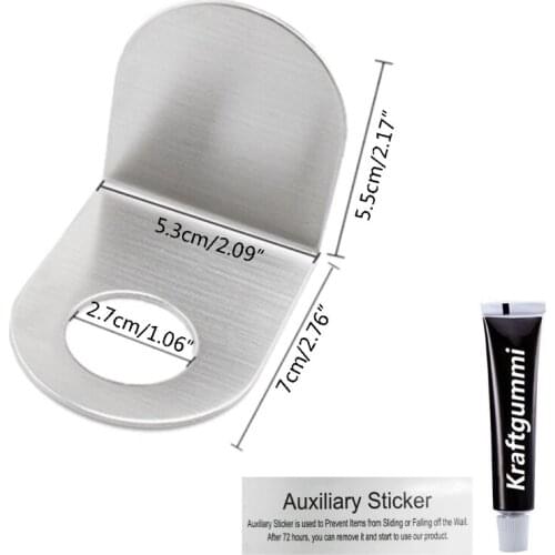 Stainless Steel Wall Mount Soap Shower Gel Dispenser Bottle Holder Hook Hanging Hanger Rack Bathroom Kitchen Organizer No Drill