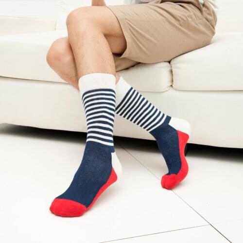 Autumn Winter Cotton Man Ins Fashion Top Grade For Gift Striped Patchwork Dot Daily Casual Sports Breathable Middle Tube Socks